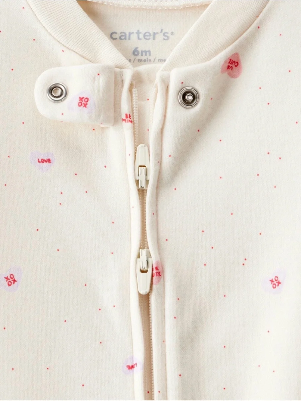 Baby Girl Valentine’s Day Candy Heart Sleep & Play PJ’s size 6 months